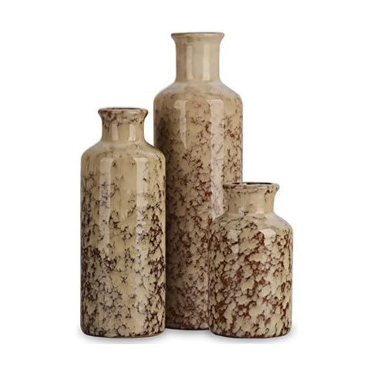 Ceramic Vase Set / Crack Brown
