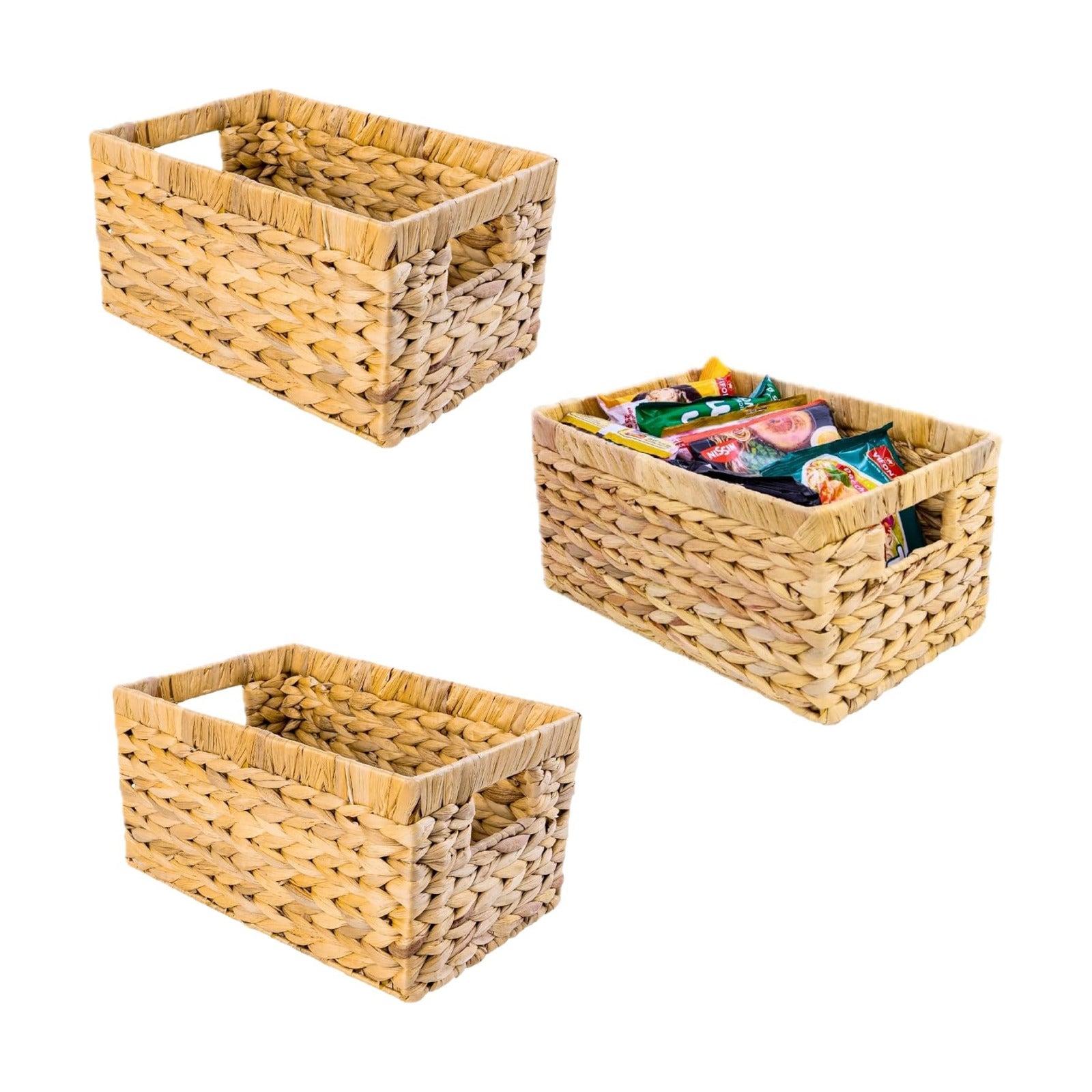 Wicker Baskets / Decorative Woven Organizer Bin / Set of 3