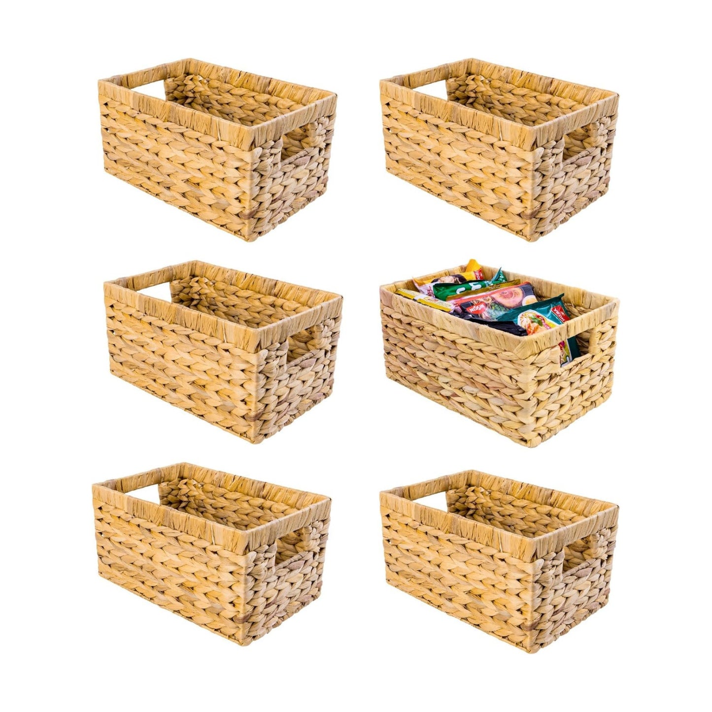 Wicker Storage Baskets / Natural - Medium 6 Packs / Set of 6