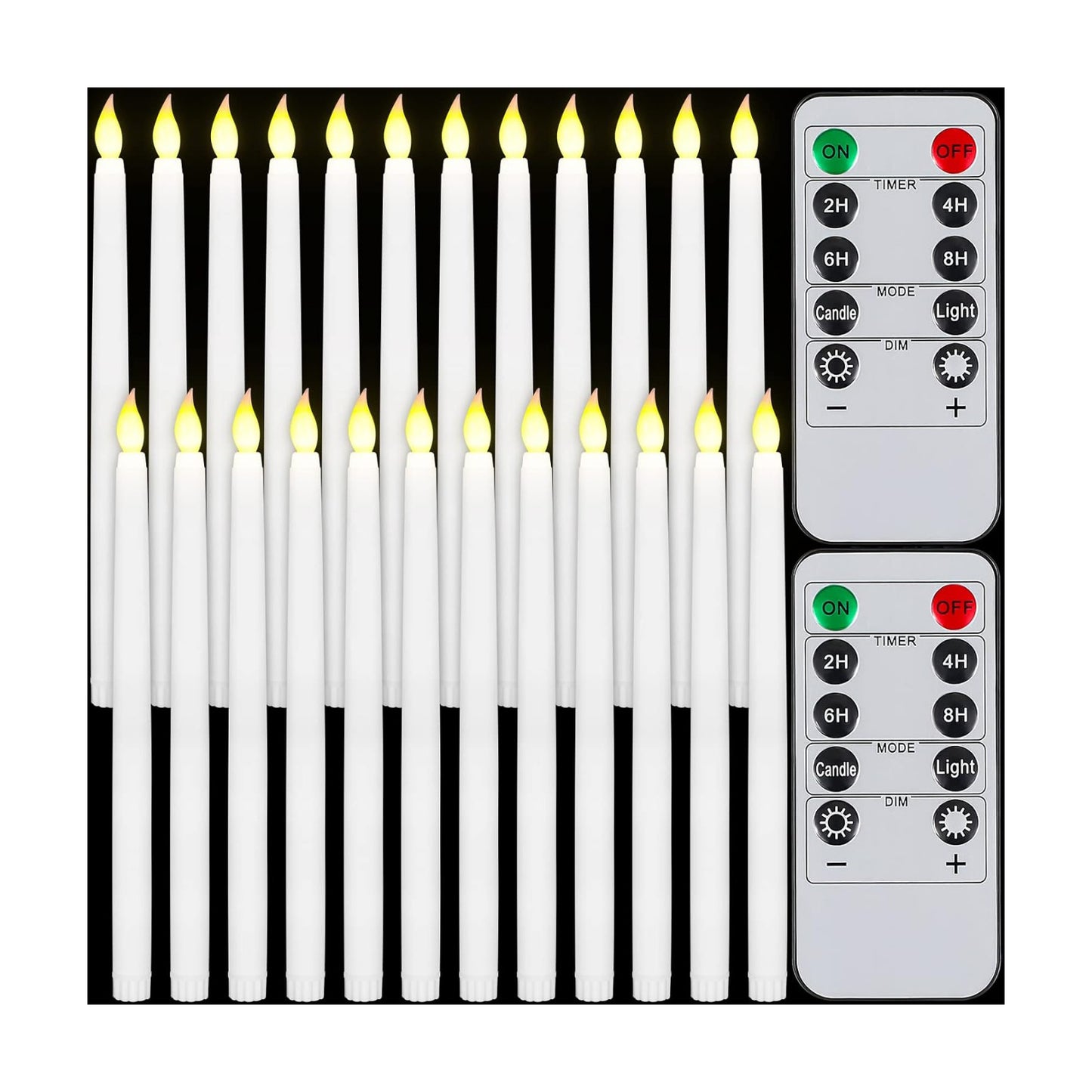 24pcs 11" LED Flameless Taper Battery Candles for Halloween,White