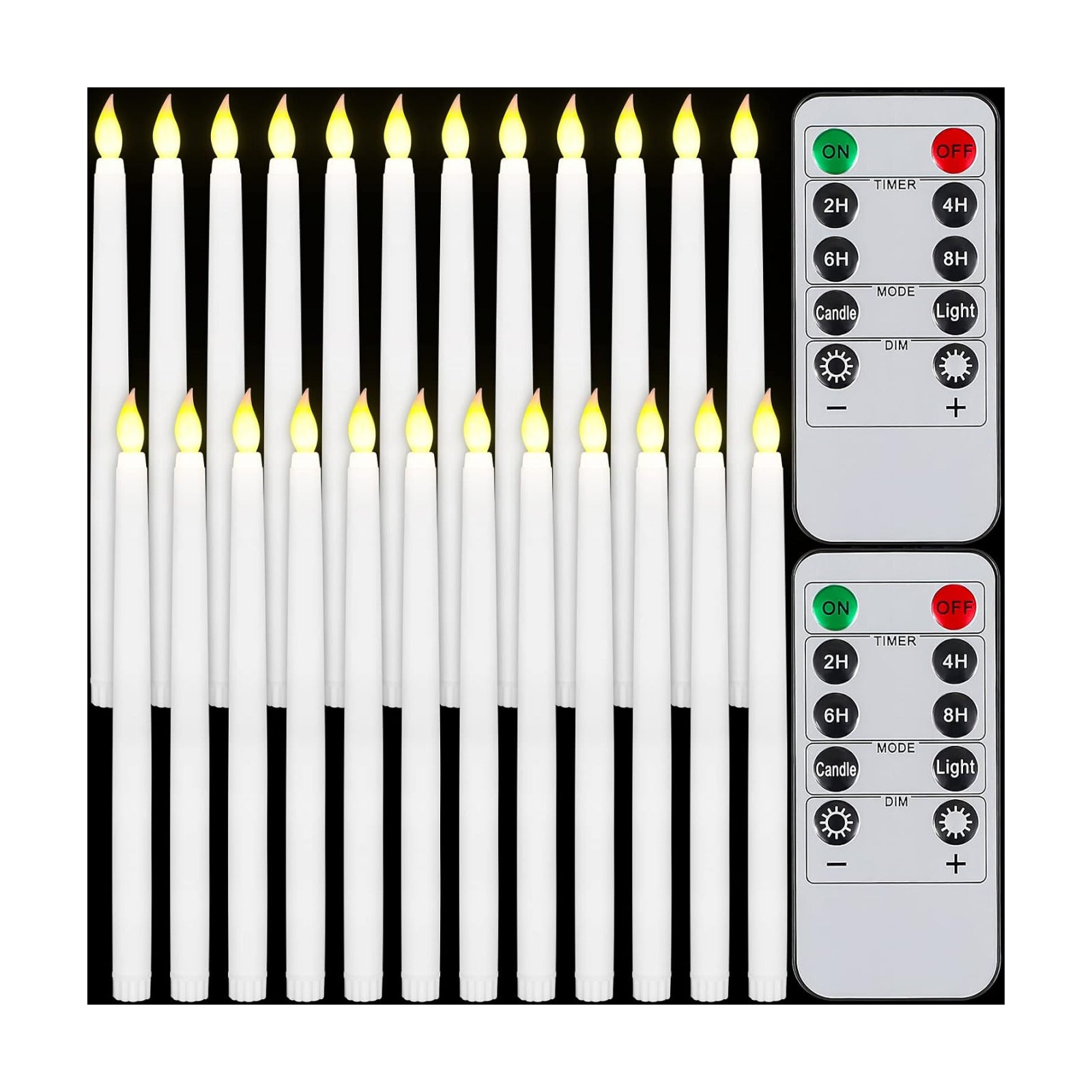 24pcs 11" LED Flameless Taper Battery Candles for Halloween,White