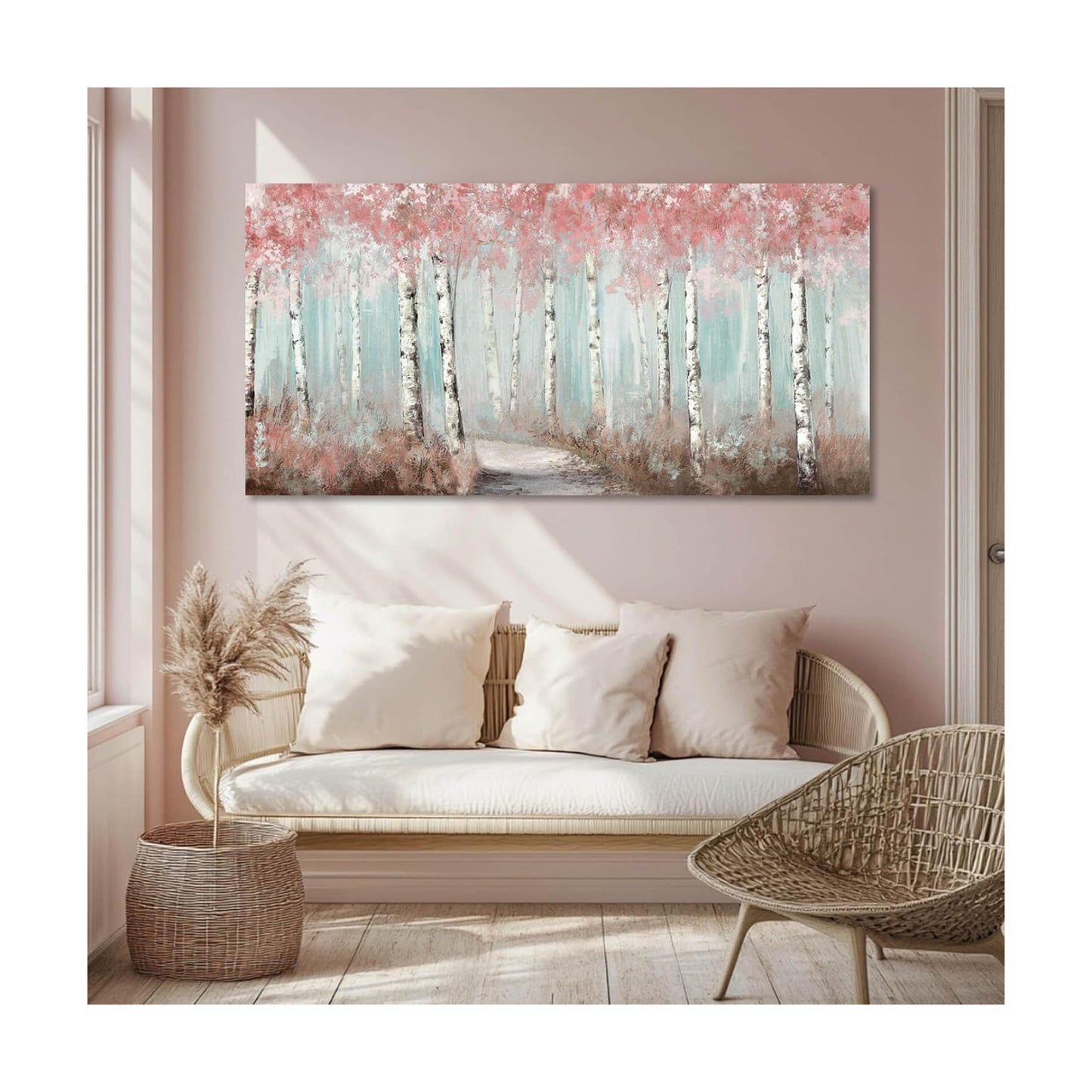 Botanical Wall Art for Girls Room Tree Wall Decor Plant Pictures Wall Art / Pink / 40"L x 20"W