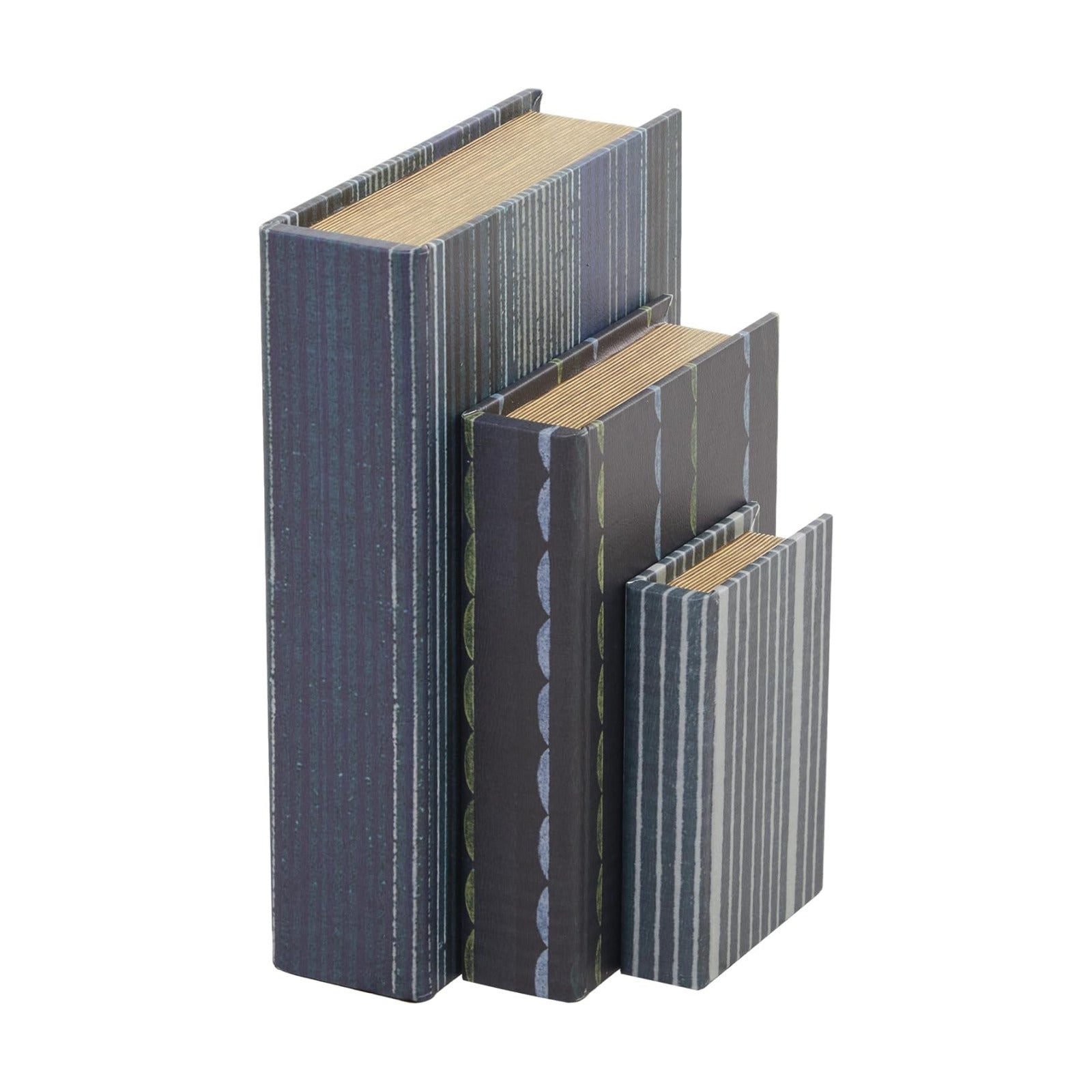 Faux Leather Decorative Box Faux Storage Book Book Shaped Boxes / Blue / 11.80", 9", 6"H / Set of 3