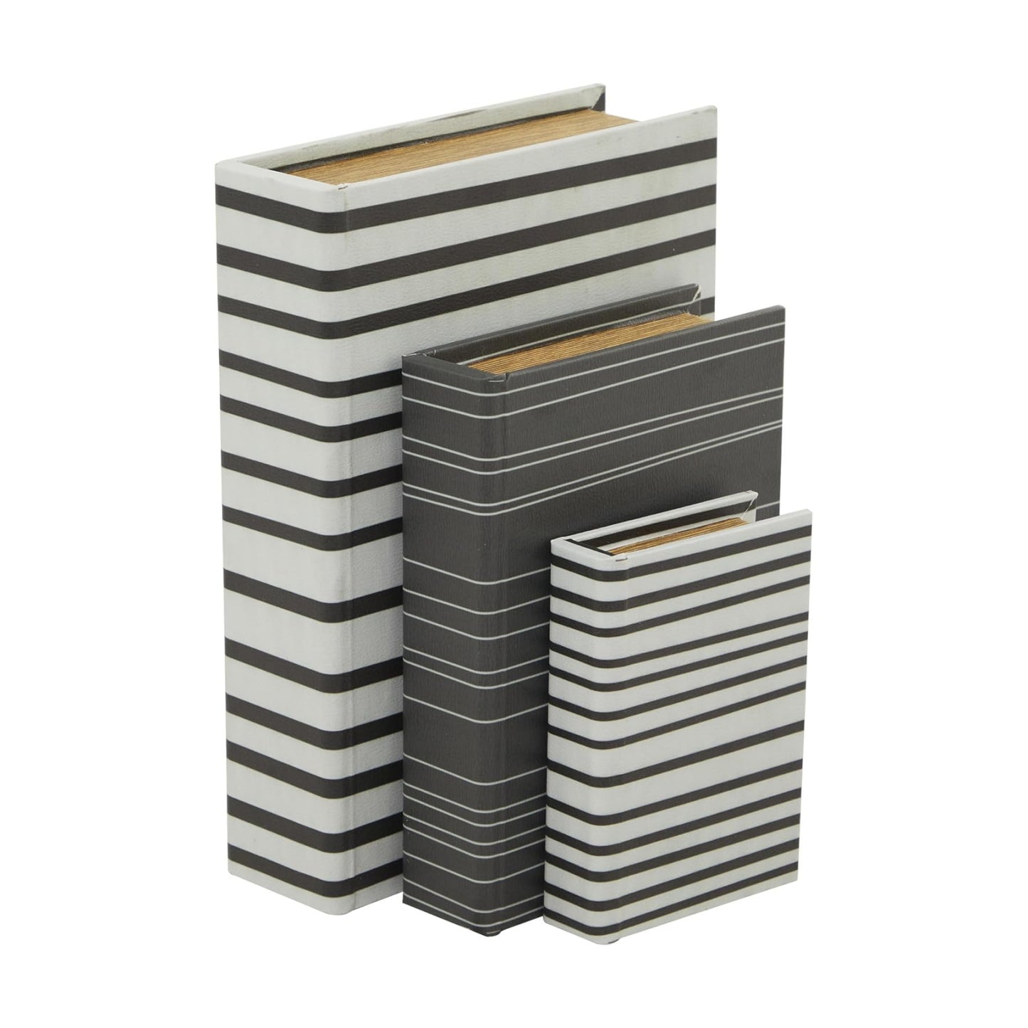 Faux Leather Decorative Box Faux Storage Book Book Shaped Boxes / White / 12", 9", 6"H / Set of 3