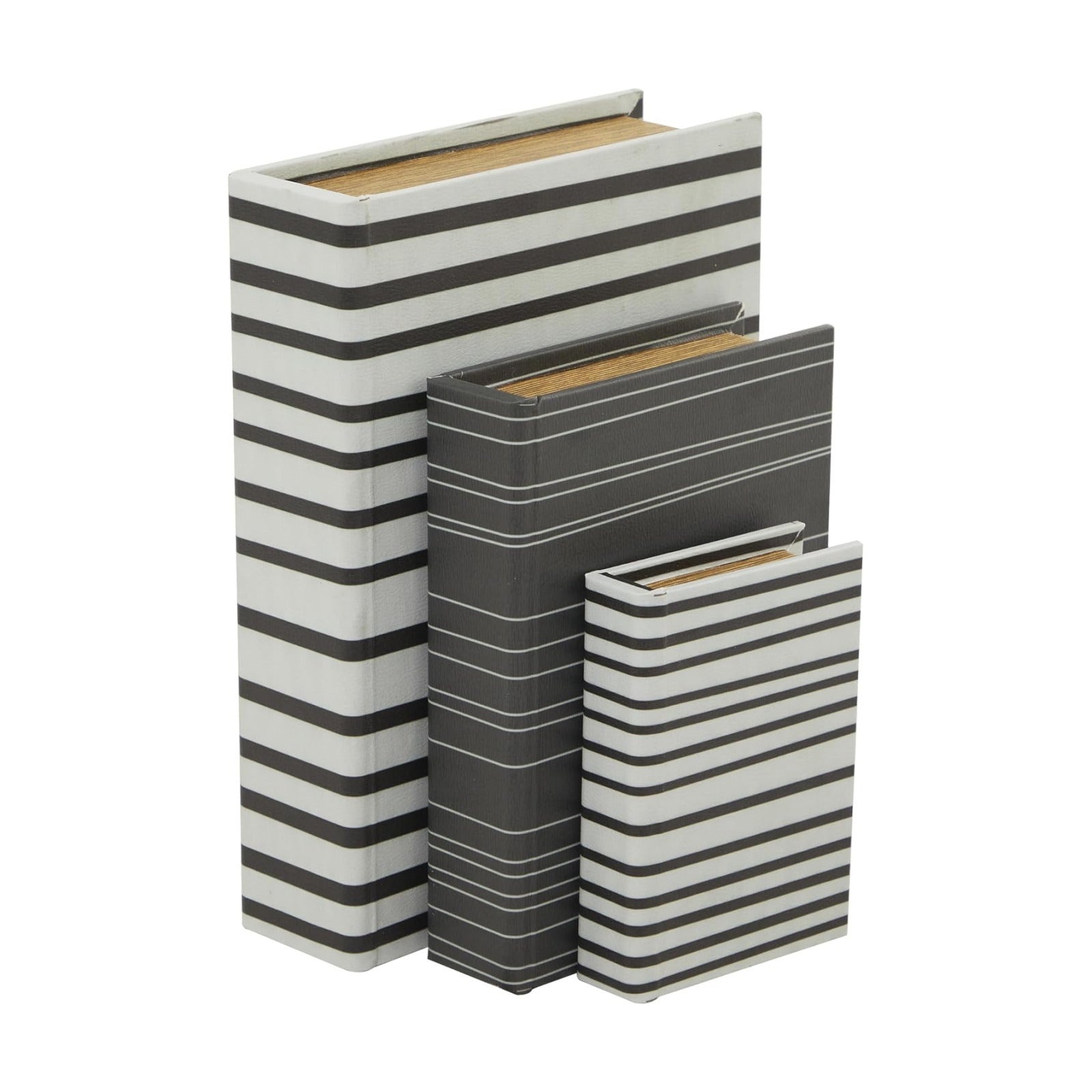 Faux Leather Decorative Box Faux Storage Book Book Shaped Boxes / White / 12", 9", 6"H / Set of 3