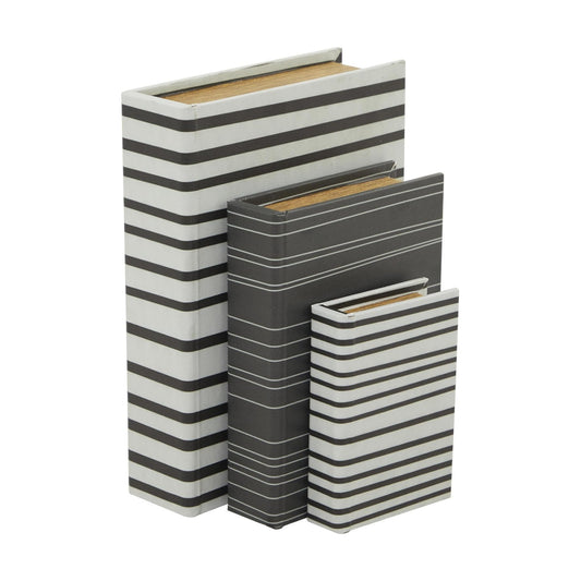 Faux Leather Decorative Box Faux Storage Book Book Shaped Boxes / White / 12", 9", 6"H / Set of 3