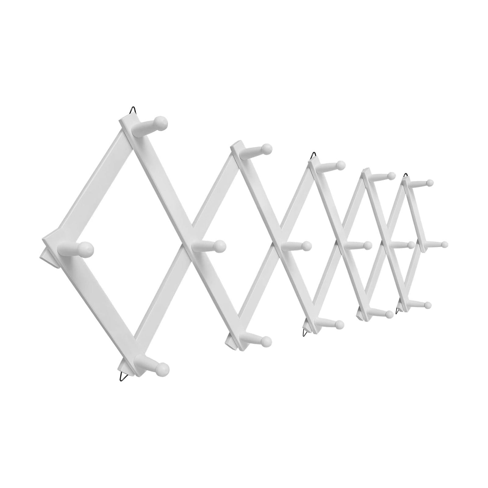 SCUNDA Accordion Wall Hanger with 16 Hooks, Wooden Coffee Mug Rack for Wall, Expandable Accordion Hook Rack Wall