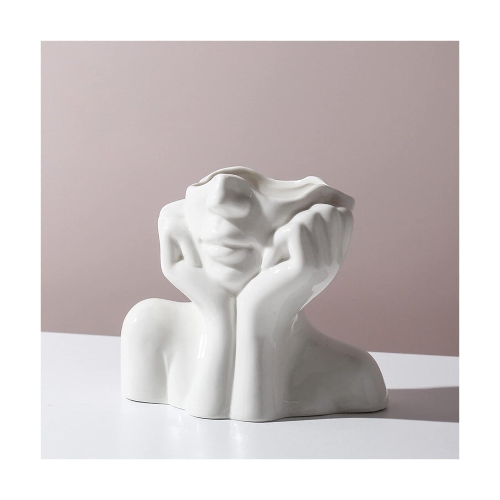Face Vase Unique Ceramic Vase / White-a