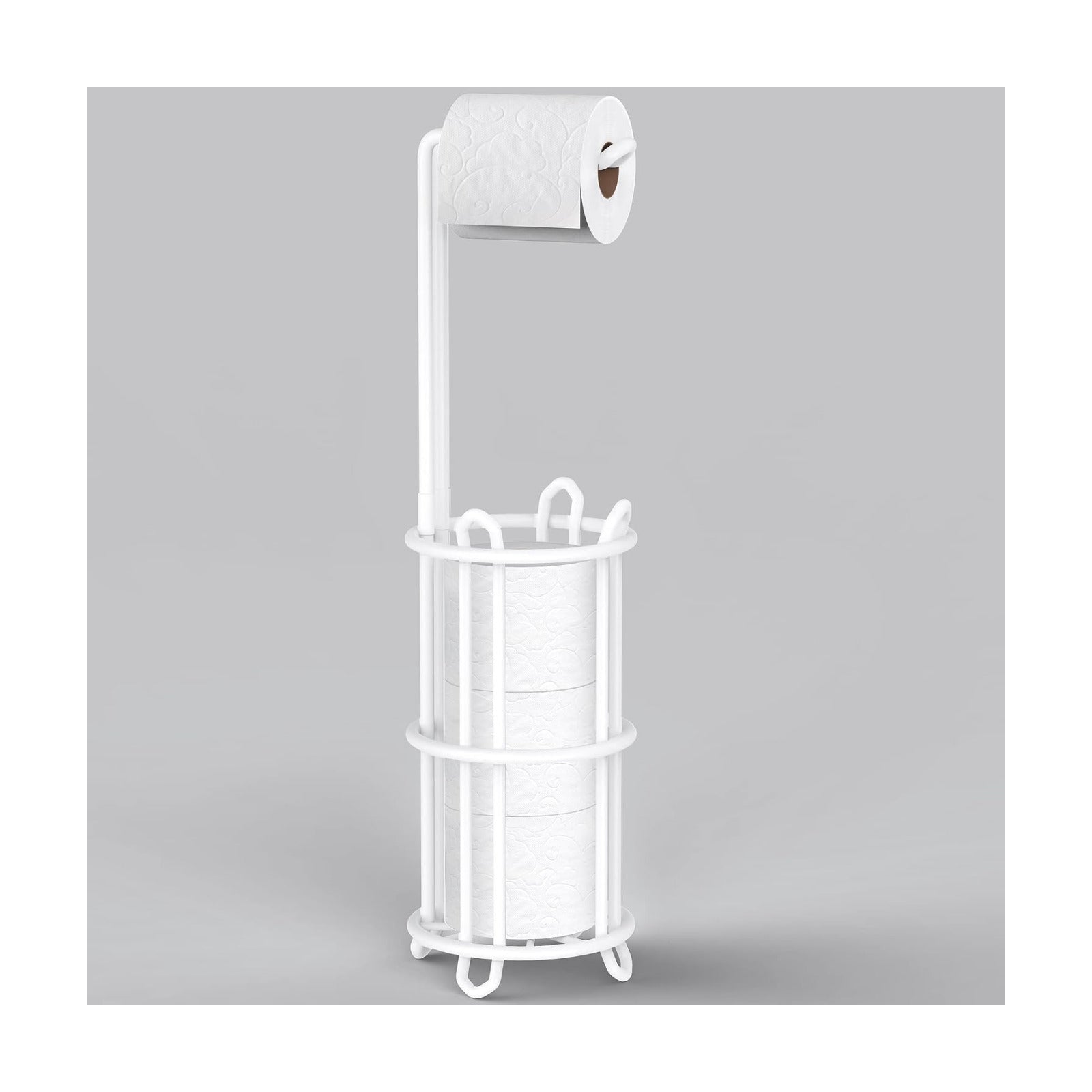 Meangood Toilet Paper Holder Stand and Tissue Paper Roll Dispenser for 4 Mega Rolls, Bathroom Free Standing Tissue Roll