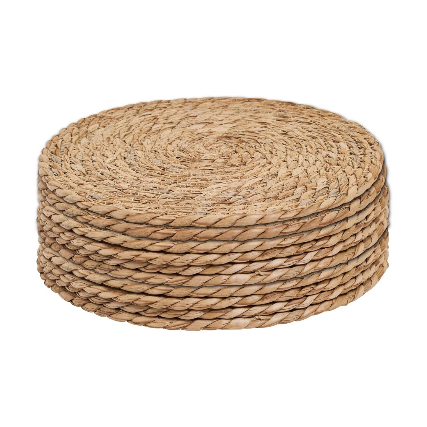 Defined Deco Woven Placemats Set of 10,12" Round Rattan Placemats,Natural Hand-Woven Water Hyacinth Placemats,Farmhouse