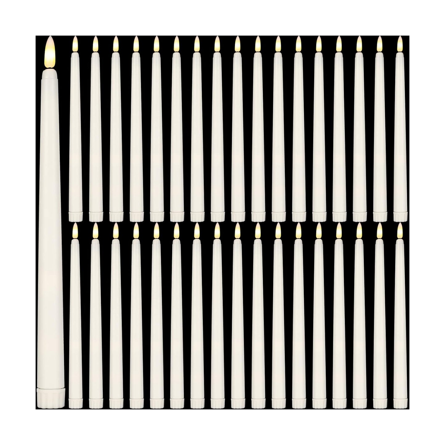 Reginary 36 Pcs Flameless Taper Candles Battery Operated,Ivory | 11" Tapered LED Lights for Window Candle Holders