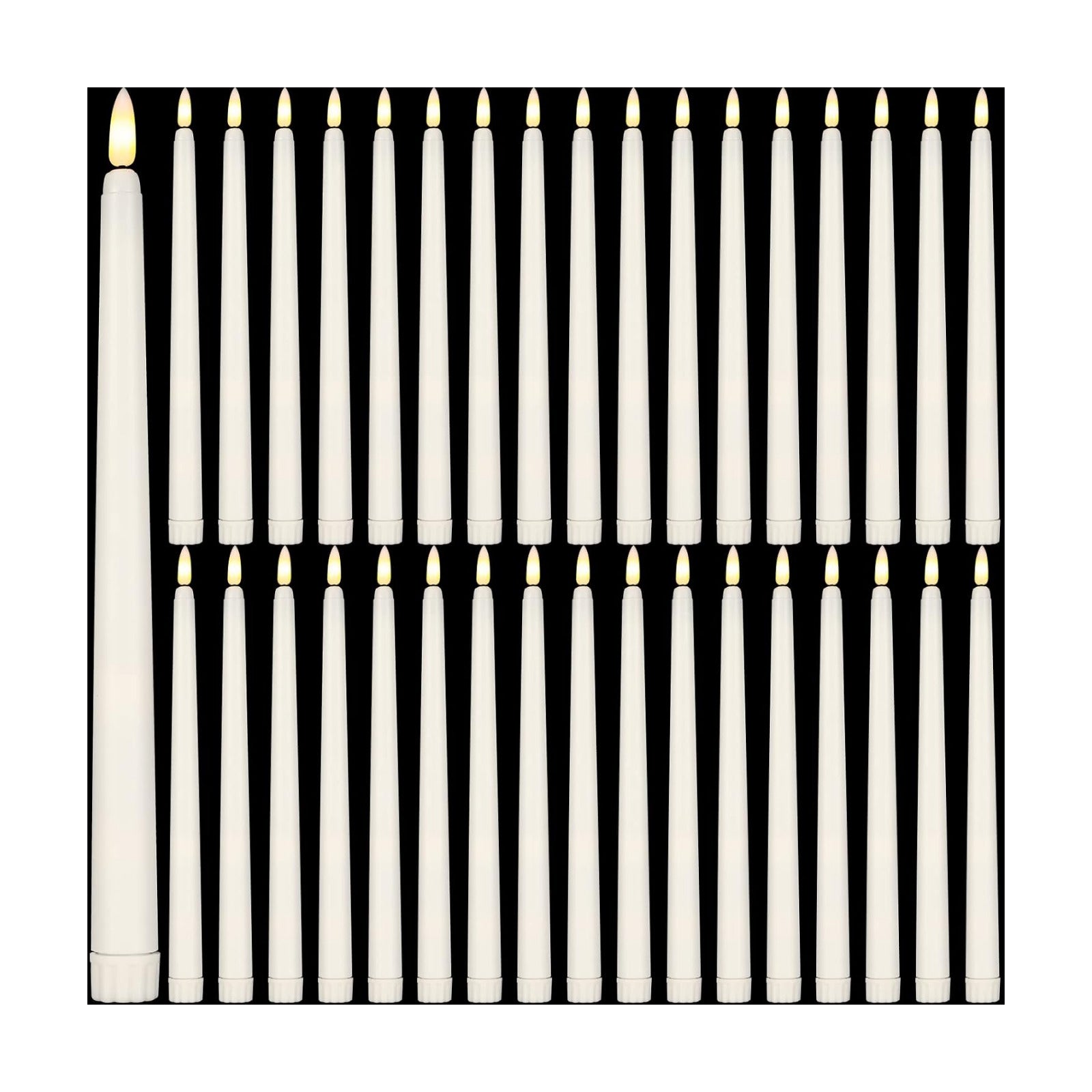 Reginary 36 Pcs Flameless Taper Candles Battery Operated,Ivory | 11" Tapered LED Lights for Window Candle Holders