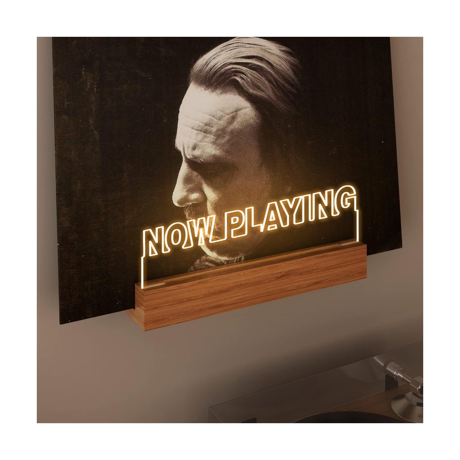 YuanDian Now Playing Vinyl Record Wall Mount, Light up Vinyl Wall Mount, Unique Wall Display Stand for LP Albums Home