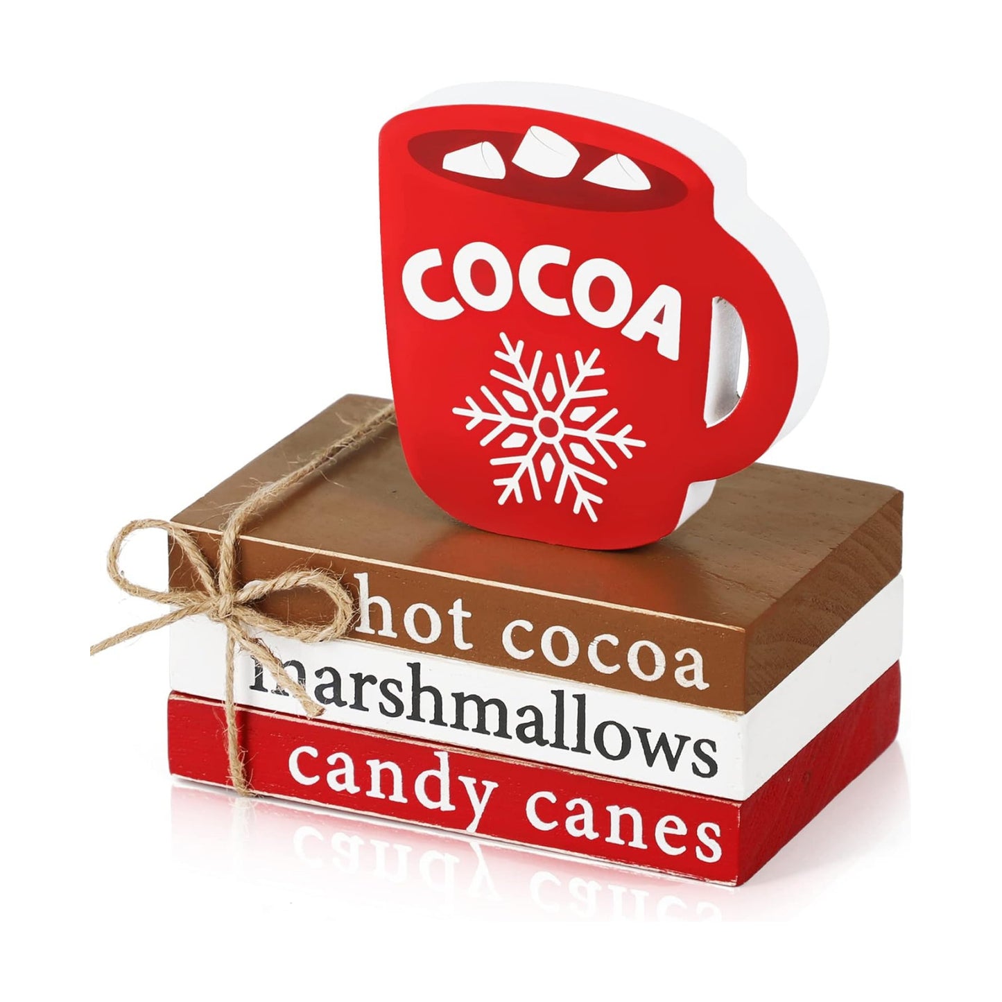 Xmas Mini Faux Book Decor for Tiered Tray Coffee Cocoa / Hot Cocoa
