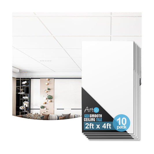 Smooth Drop Ceiling Tile x / Rectangle White / 24*48 / 2 Inch / Set of 10