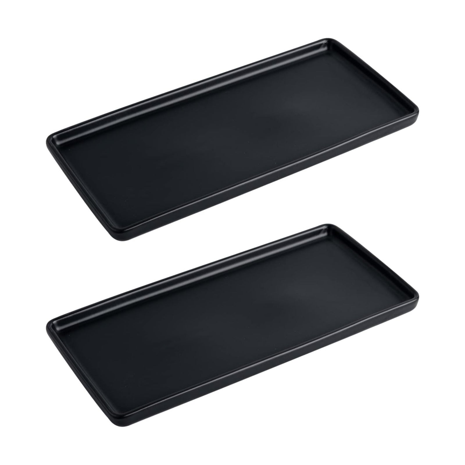 Ceramic Bathroom Tray / Black / 10", Set/2