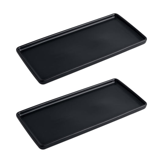 Ceramic Bathroom Tray / Black / 10", Set/2