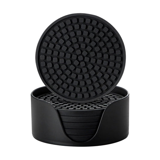 Holder / Silicone Drink Coasters / Black / Set of 6