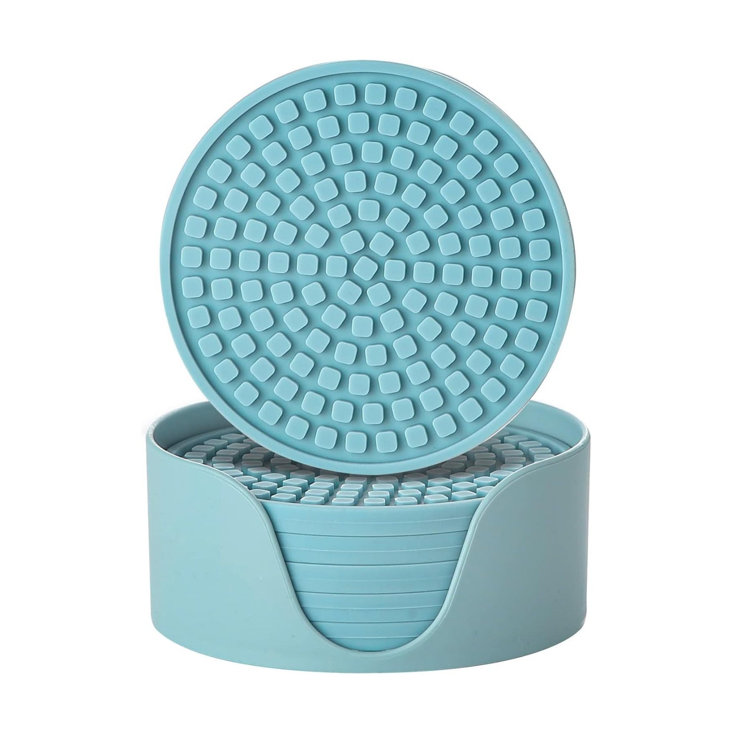 Holder / Silicone Drink Coasters / Turquoise / Set of 6