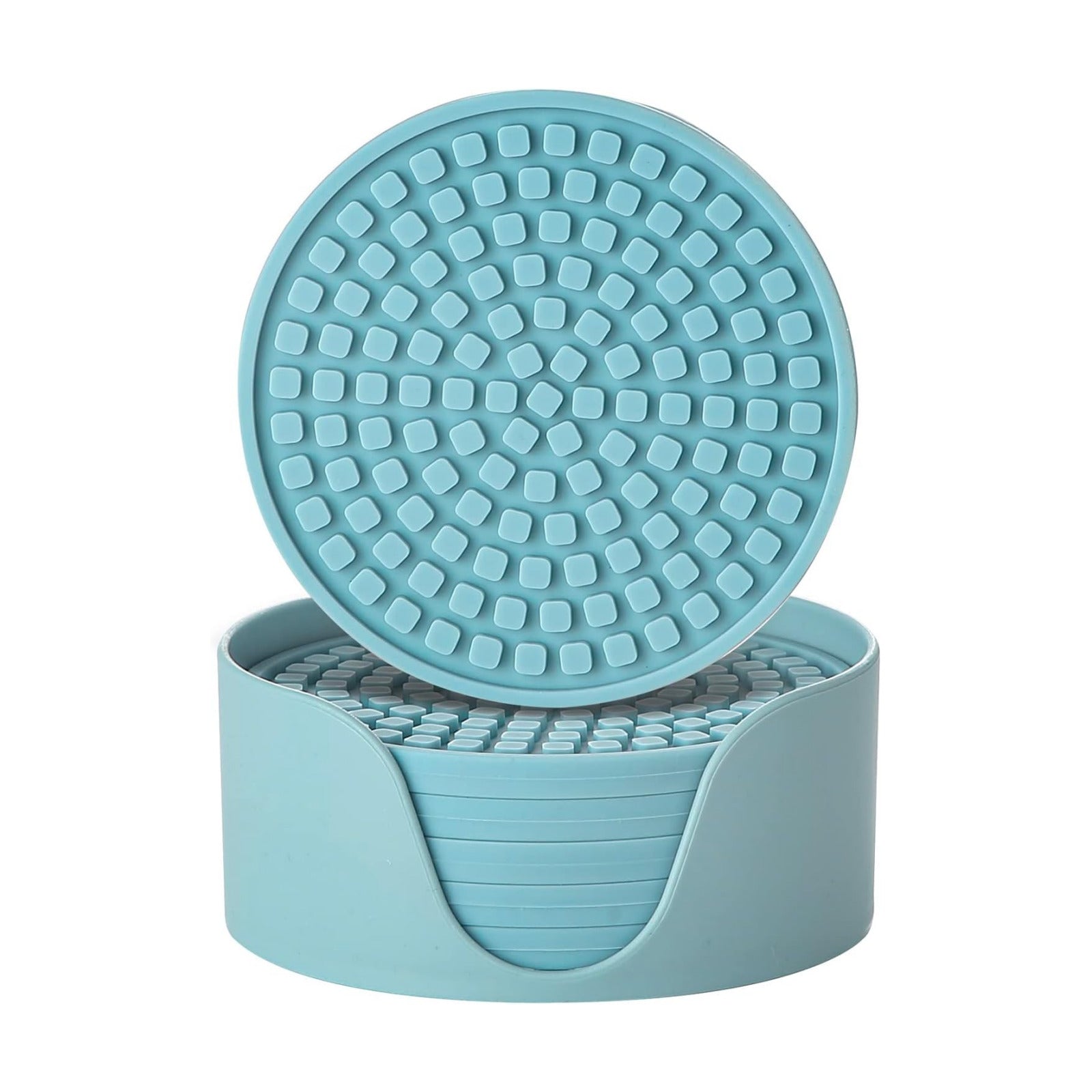 Holder / Silicone Drink Coasters / Turquoise / Set of 6