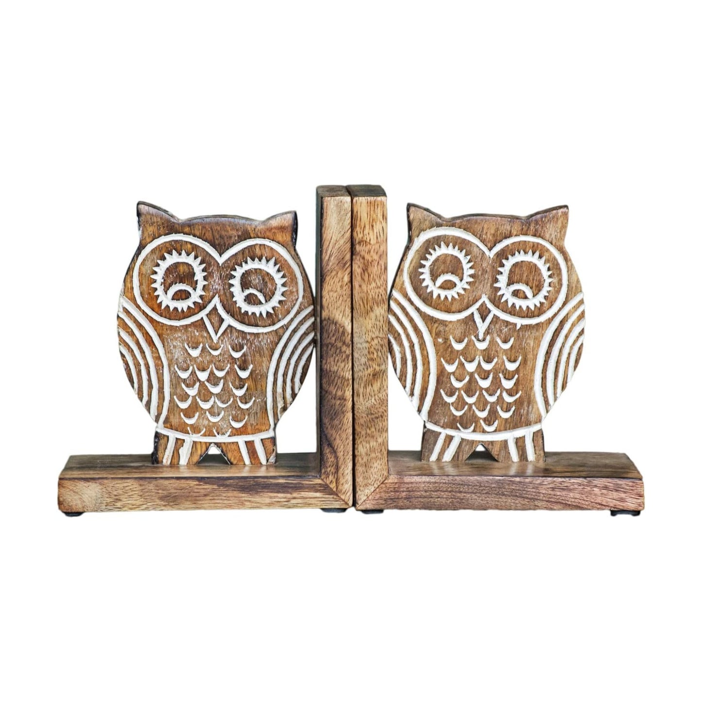 Wood Bookends / Wood / White / 6 Inch