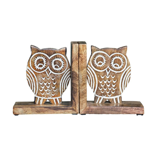 Wood Bookends / Wood / White / 6 Inch