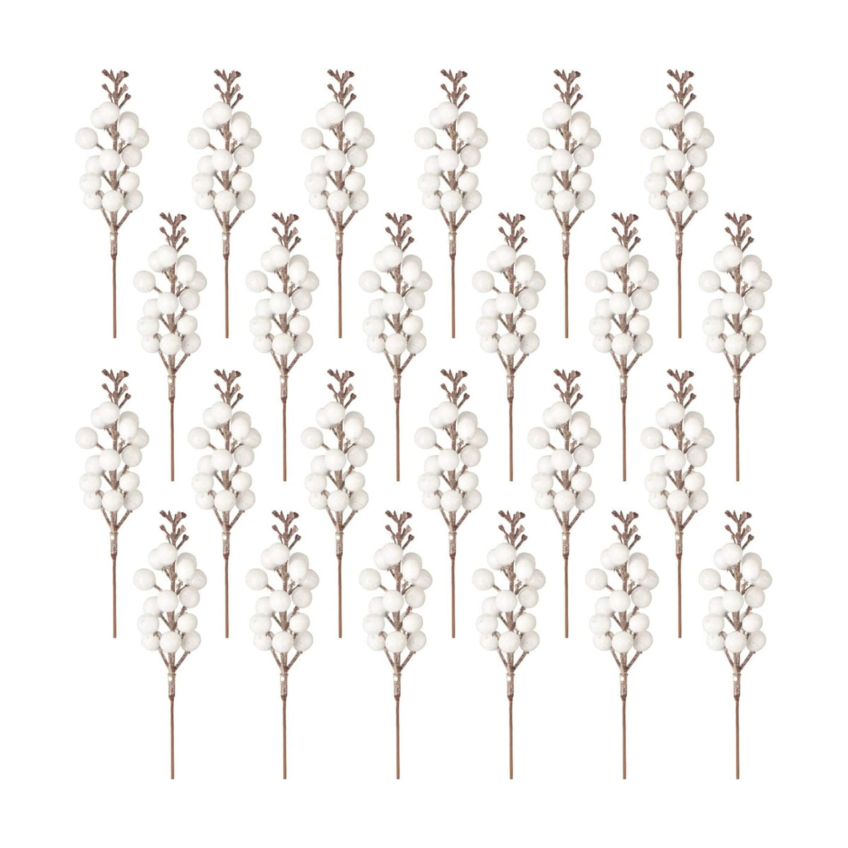 24 Pack Glitter White Berry Stems,7.5 Inch Christmas Sparking Red Faux Winter Berry Sprigs,Artificial Red Berries Branches for Christmas Tree Garland Wreath Crafts Season Winter Home Decor