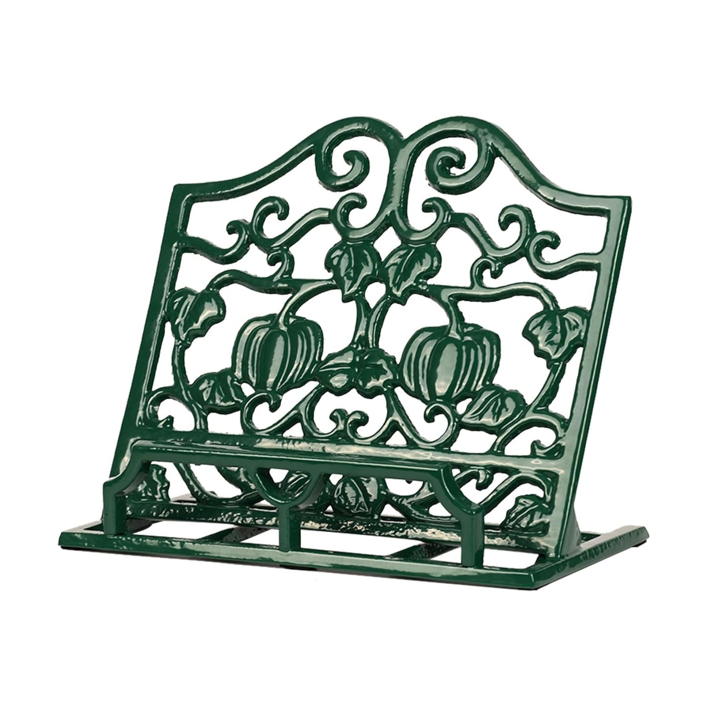 Vintage Cookbook Stand, Durable Wrought Cast Iron Recipe Book Holder for Kitchen Counter, Large Metal Cook Book Stand