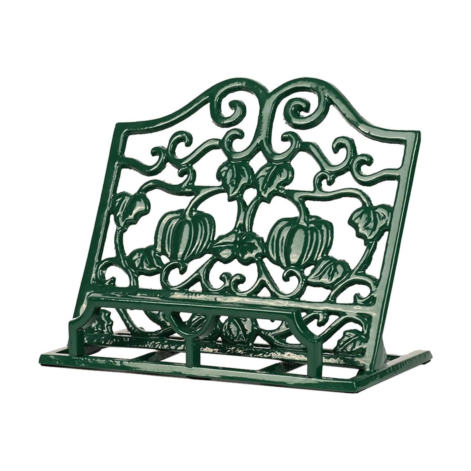 Vintage Cookbook Stand, Durable Wrought Cast Iron Recipe Book Holder for Kitchen Counter, Large Metal Cook Book Stand