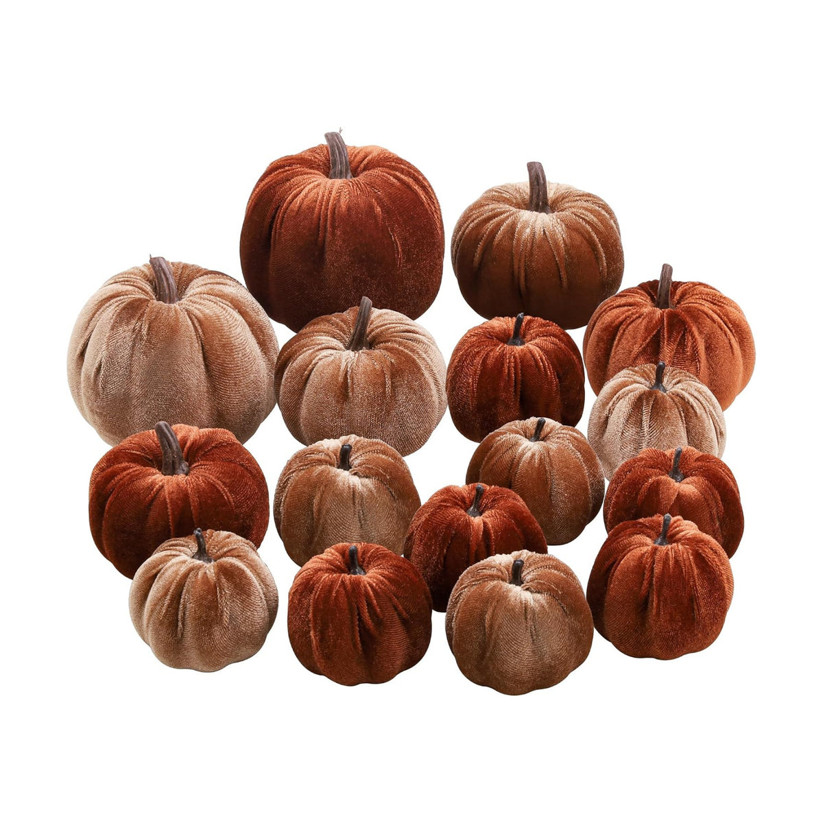 Woration 16pcs Fake Velvet Cloth Pumpkins for Fall Thanksgiving Halloween
