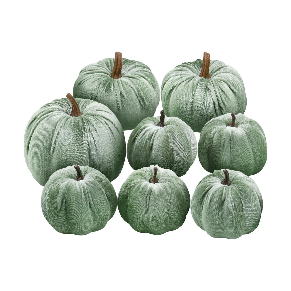 Woration 8pcs Fall Thanksgiving Home Décor Artificial Velvet Fabric Pumpkin
