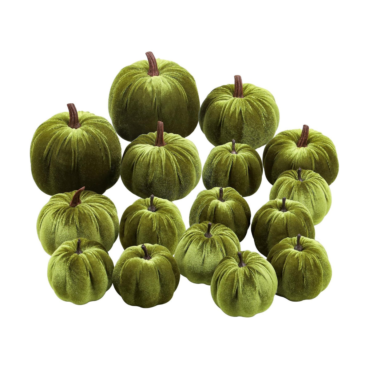 Woration 16pcs Green Velvet Faux Pumpkins for Wedding Party Table Decor