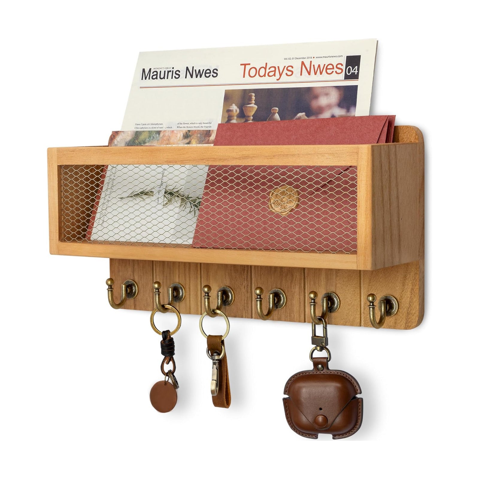 Farmhouse Key and Mail Holder / Yellow