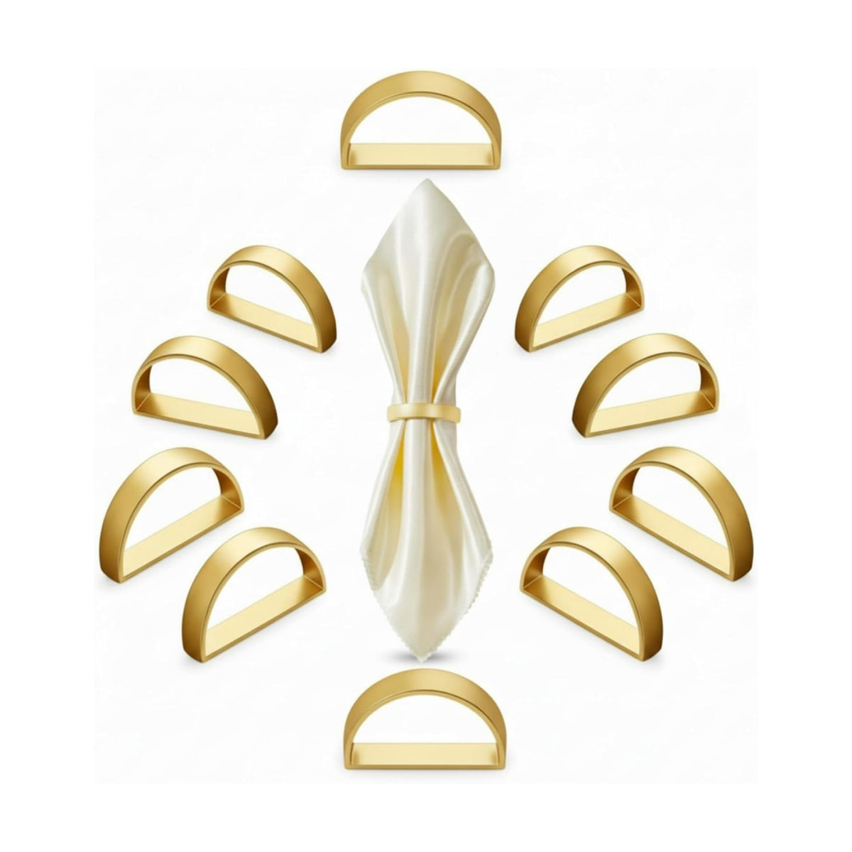 Chengu 40 Pcs Gold Napkin Rings Stainless Steel, Matte Gold Semicircle | Semicircle Design for Table Settings, Modern