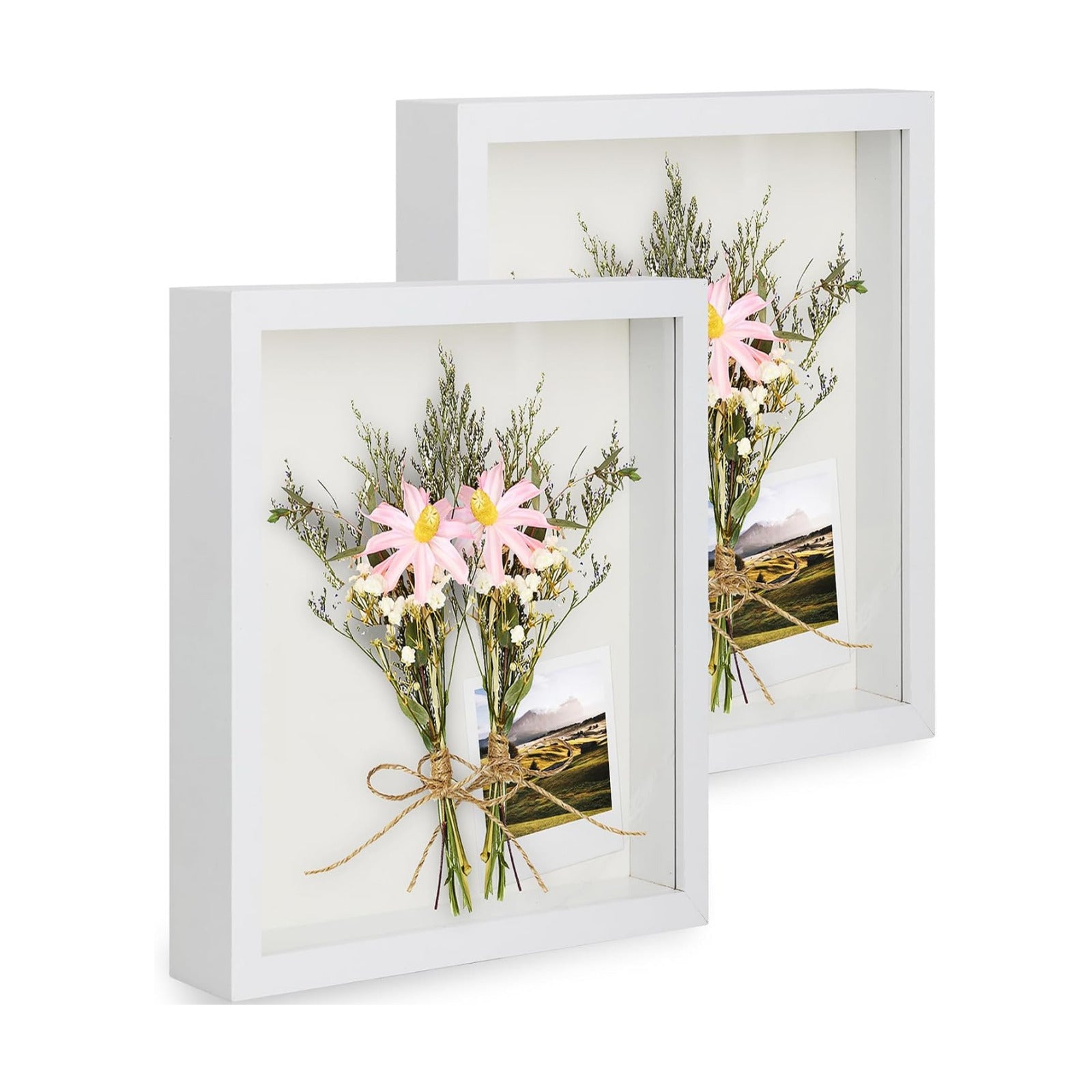 2pcs 8x10 Shadow Box Frame, 3D Picture Frame Display Cas with Real Transparent Glass for Photos, Memorabilia, Crafts