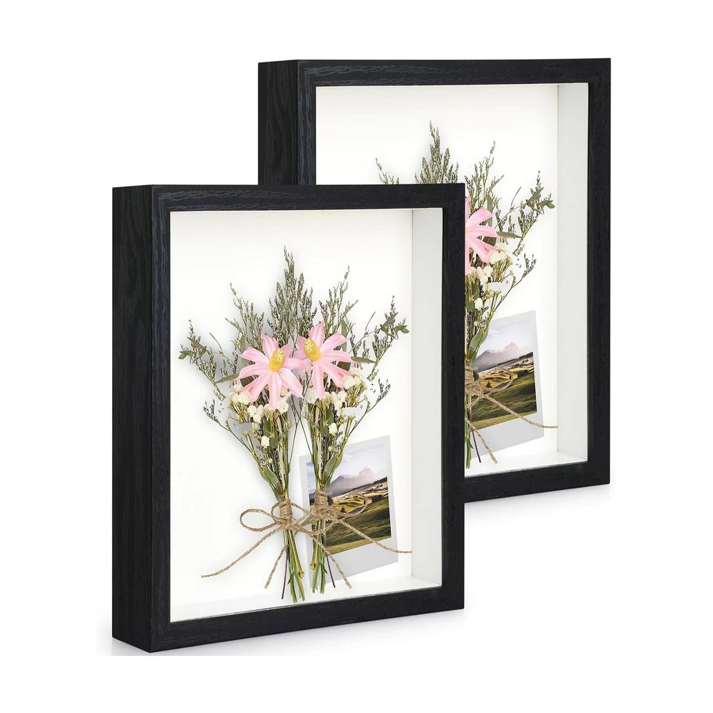 2pcs 8x10 Shadow Box Frame, 3D Picture Frame Display Cas with Real Transparent Glass for Photos, Memorabilia, Crafts