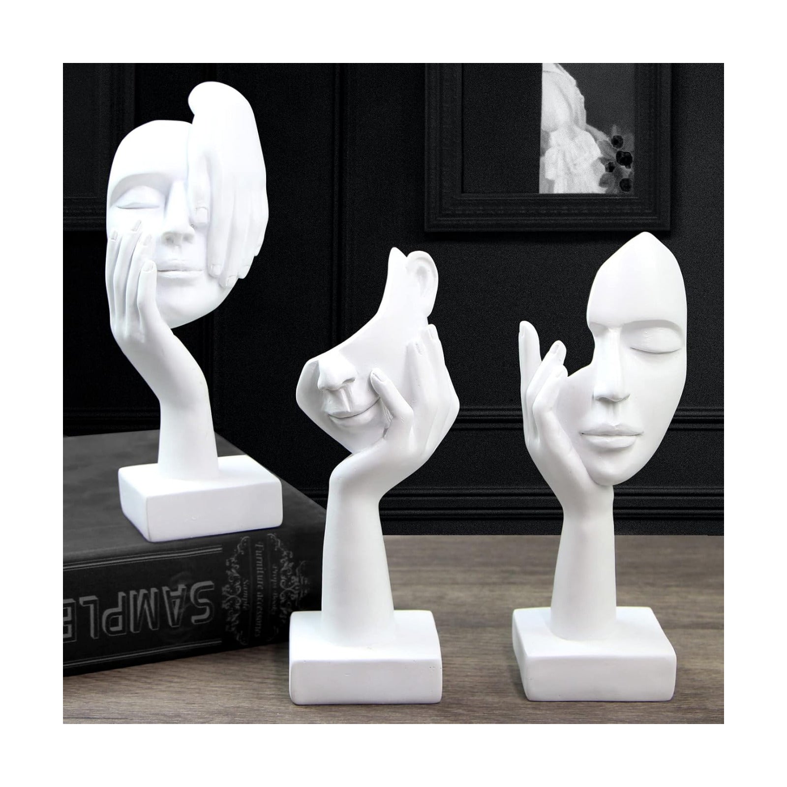Thinker Statue / Collectible Figurines / White-2 / Set of 3