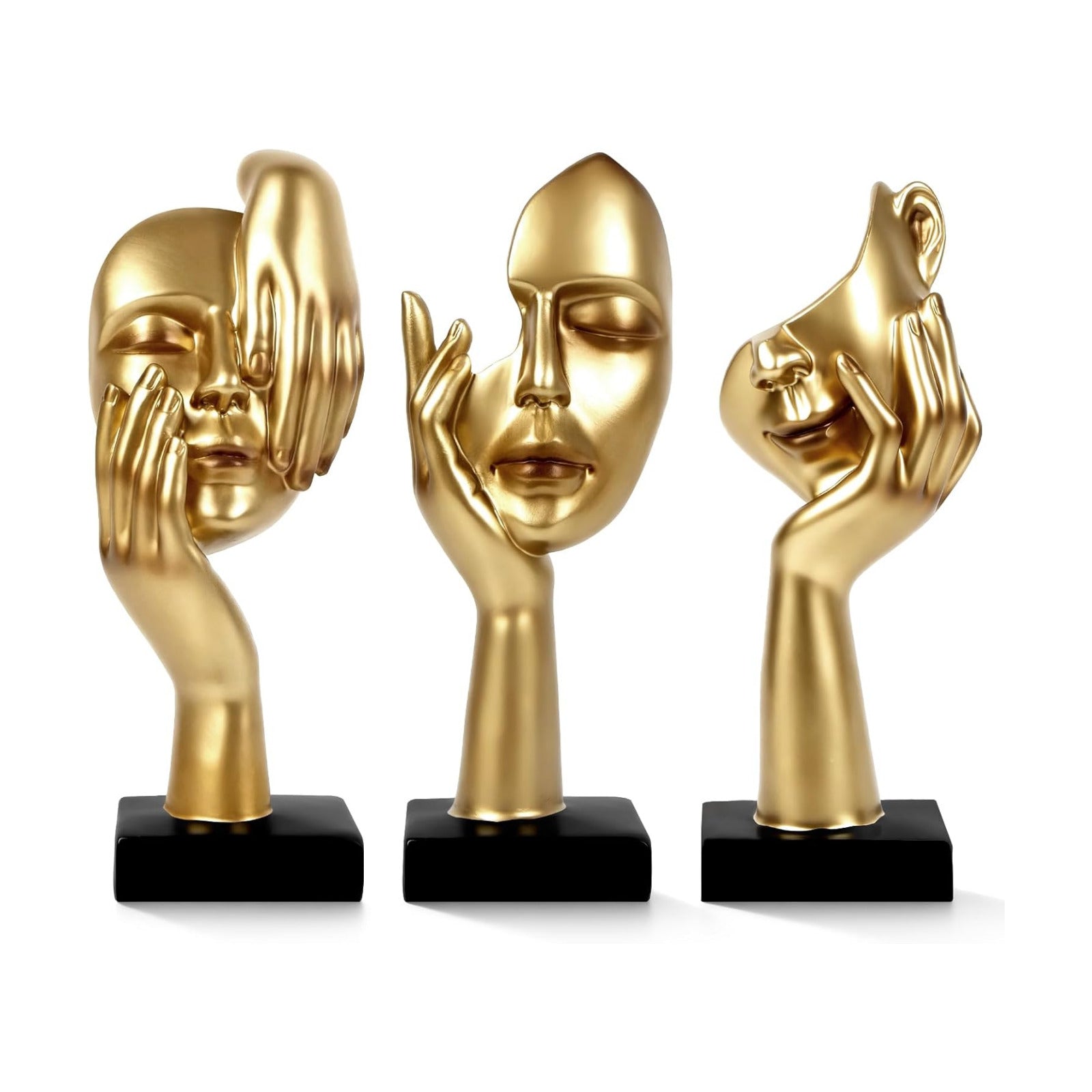 Thinker Statue / Collectible Figurines / Golden / Set of 3