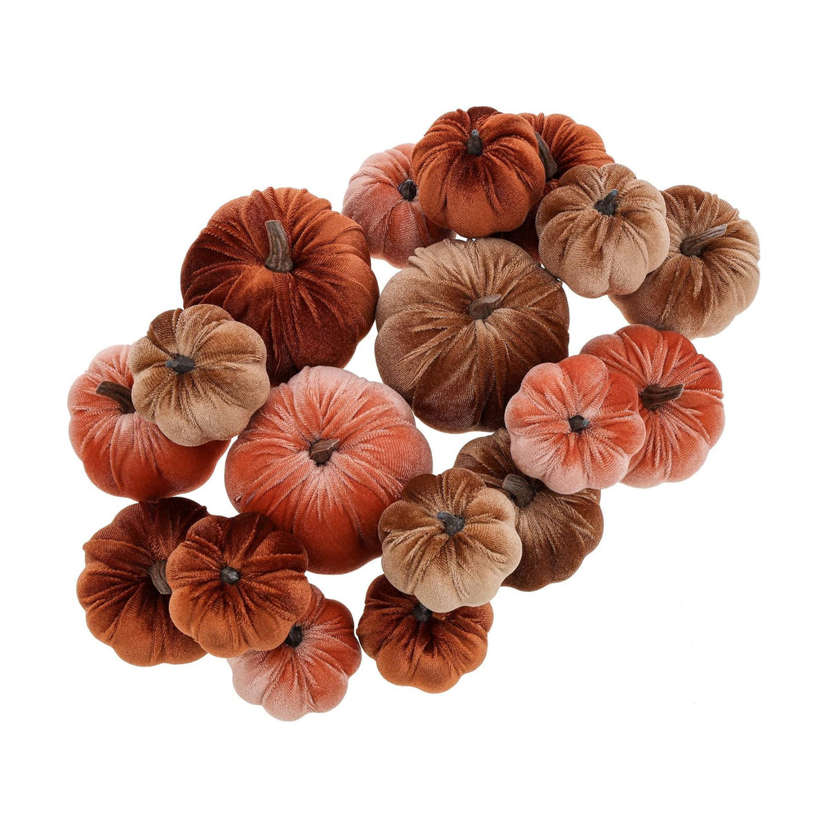 Woration 18pcs Velvet Pumpkin Decor Mix Size Fake Faux Foam Fabric Pumpkins