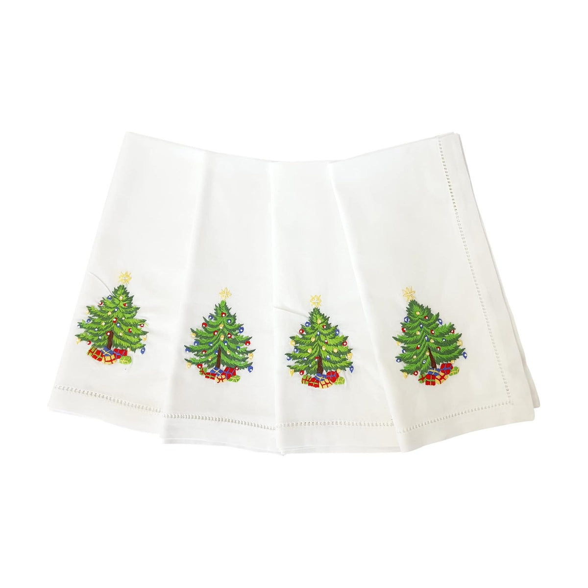 HCRAFT Embroidered Cotton Table Napkin, Cloth Napkins Set of 4 18"x18" Christmas Tree Napkin Square Fabric, Dining Room, Napkins Cloth Machine Washable, Christmas Napkins, Great Present Ideas