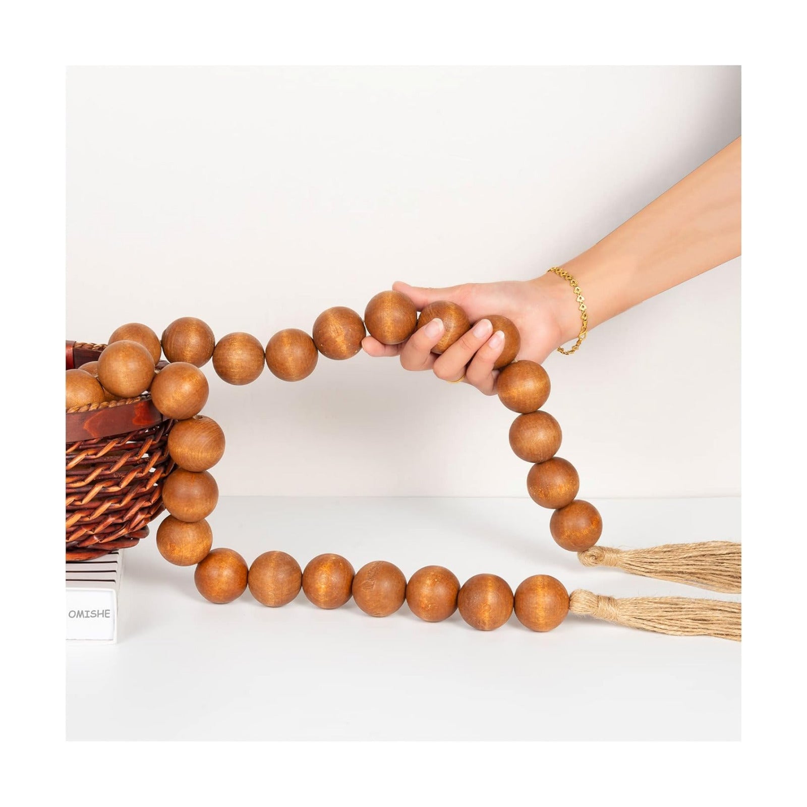 76" Long Extra Large Wood Bead Garland / 7 Brown / 76 Inches