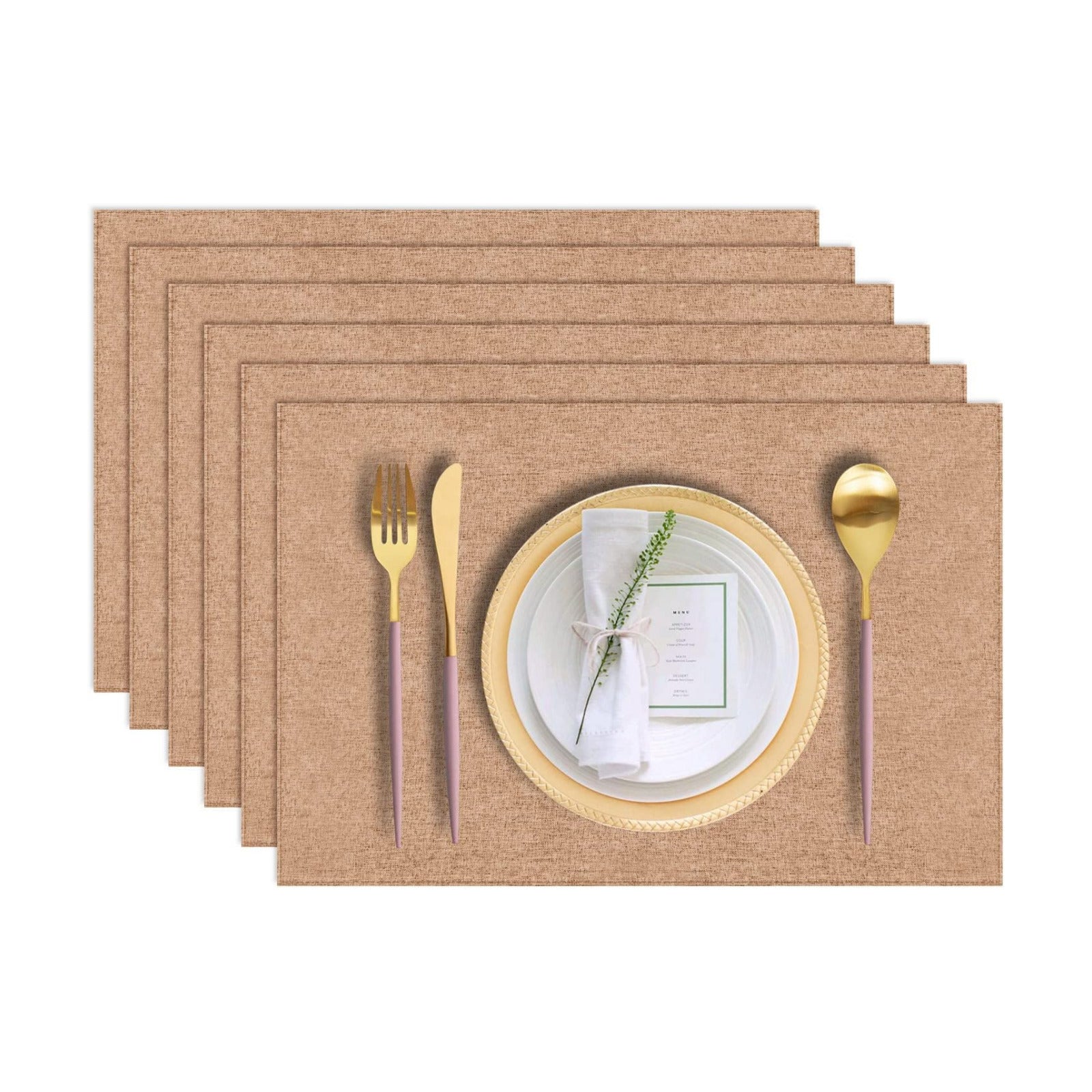 Cloth Placemats Set of 6, Cotton Linen Blend Machine Washable Durable Linen Table Mats, Heat Resistant Placemats