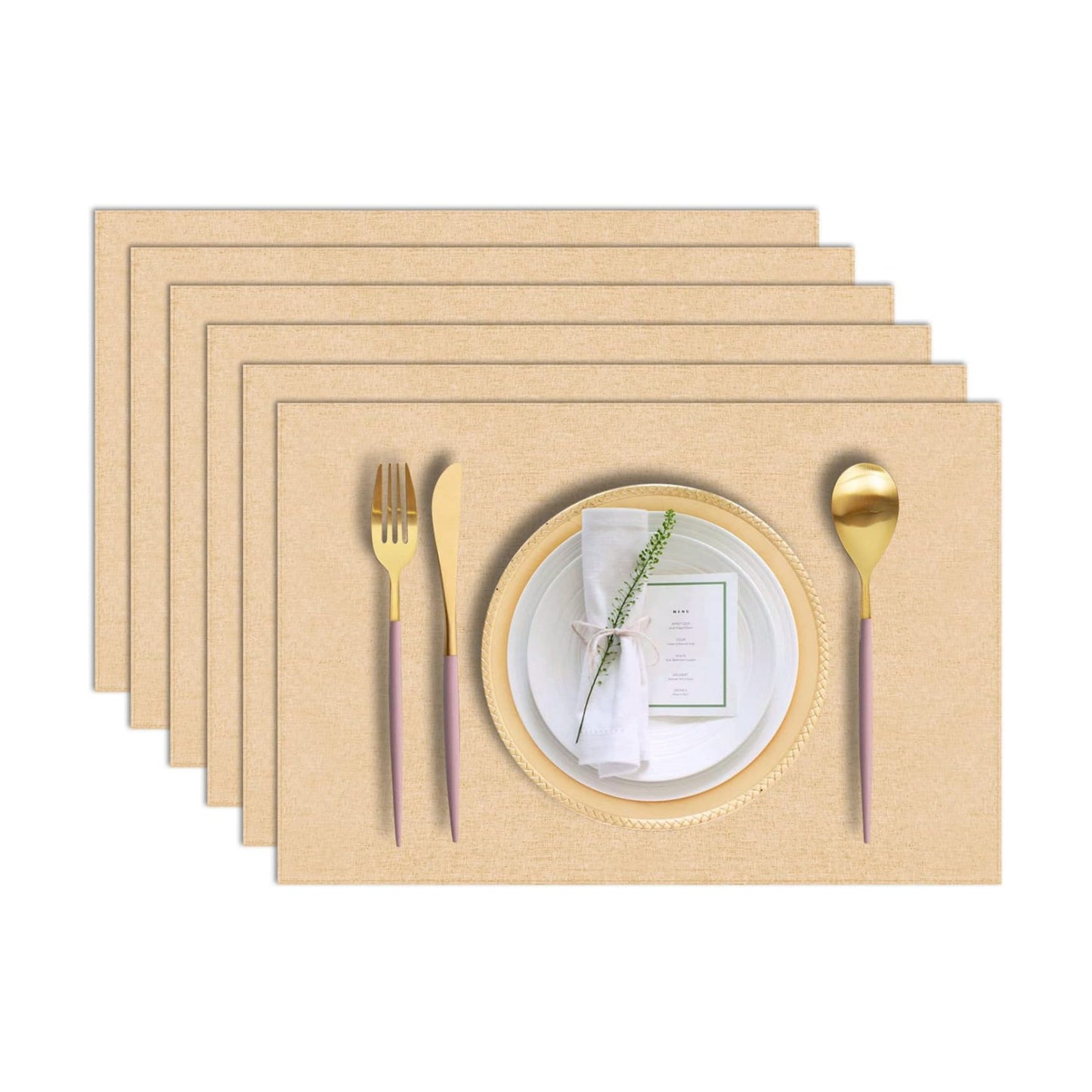 Cloth Placemats Set of 6, Cotton Linen Blend Machine Washable Durable Linen Table Mats, Heat Resistant Placemats