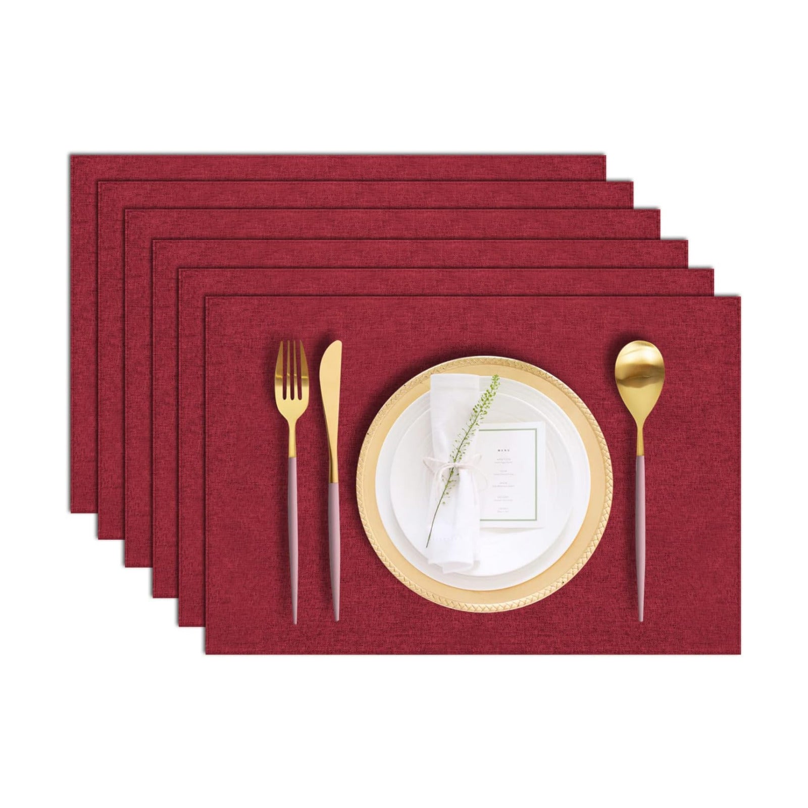 Cloth Placemats Set of 6, Cotton Linen Blend Machine Washable Durable Linen Table Mats, Heat Resistant Placemats