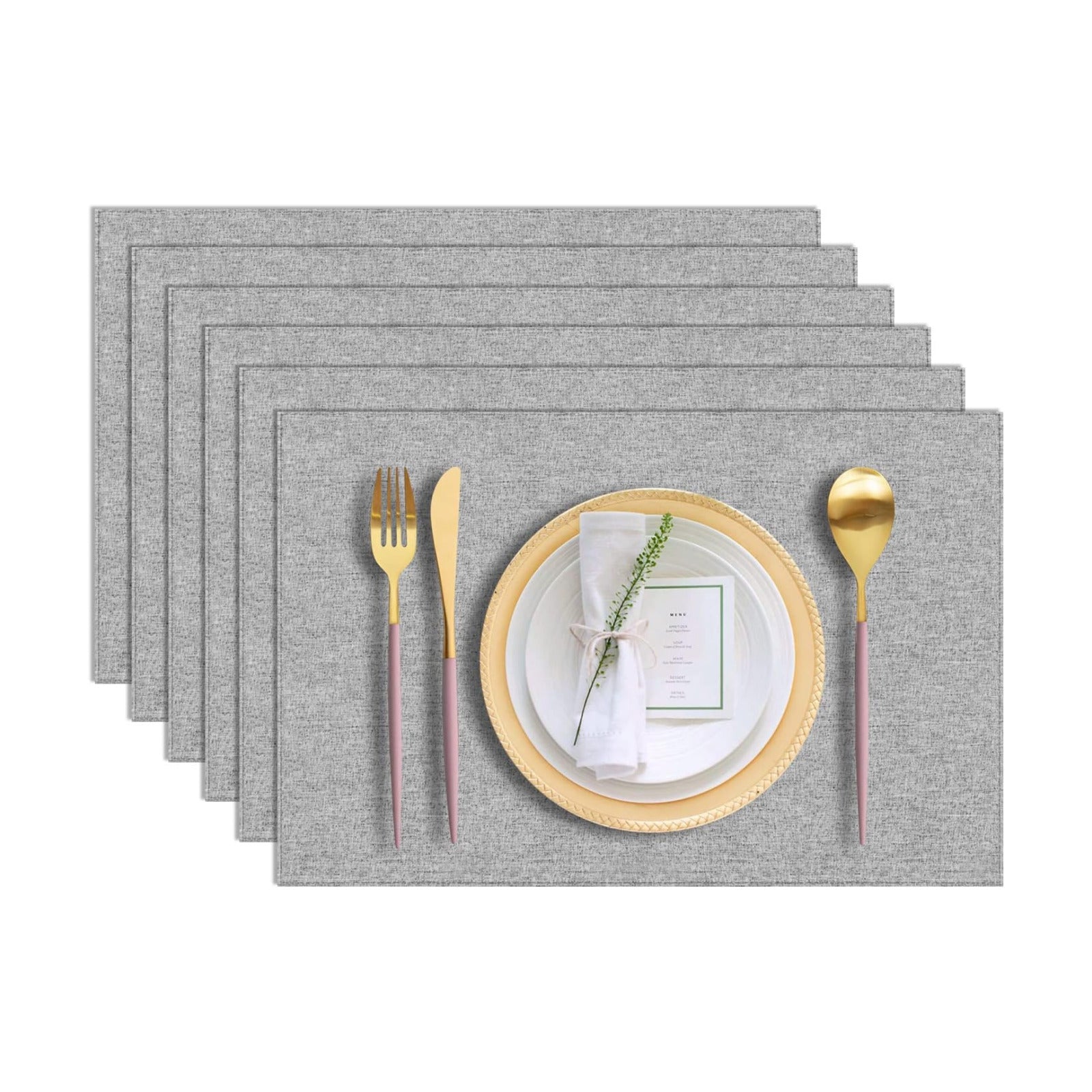 Cloth Placemats Set of 6, Cotton Linen Blend Machine Washable Durable Linen Table Mats, Heat Resistant Placemats