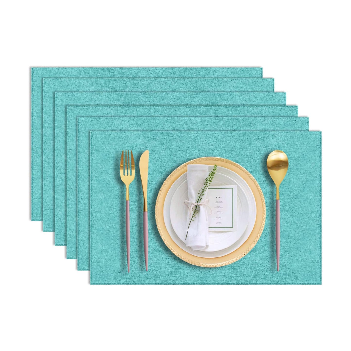 Cloth Placemats Set of 6, Cotton Linen Blend Machine Washable Durable Linen Table Mats, Heat Resistant Placemats