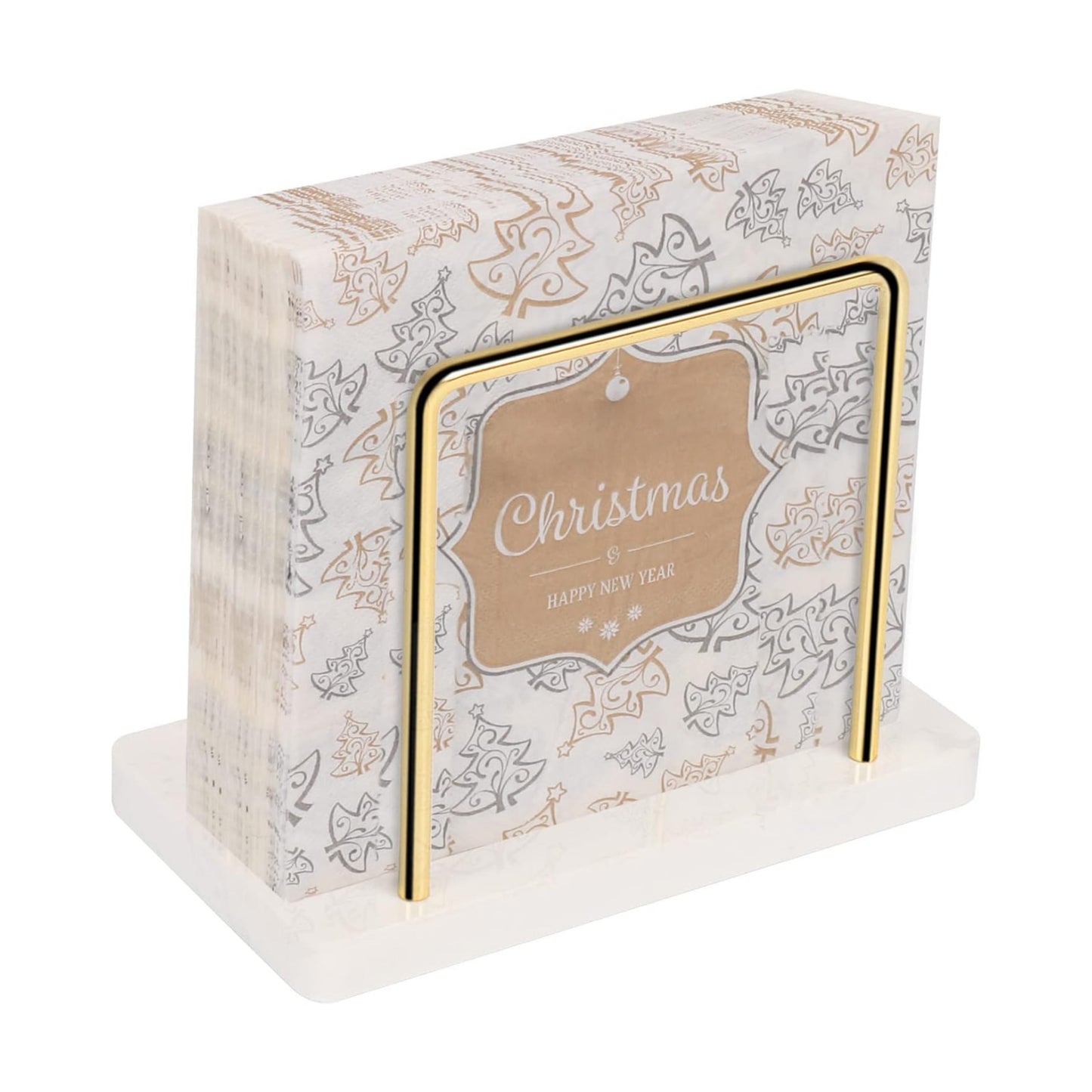 Napkin Holder / Metal Napkin Storage Modern Freestanding Tissue Paper Dispenser / Gold / Marble