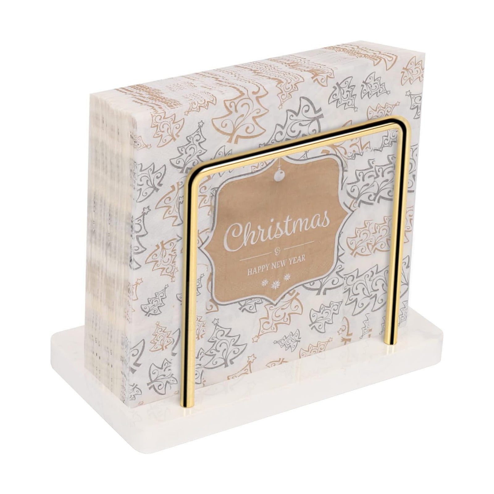 Napkin Holder / Metal Napkin Storage Modern Freestanding Tissue Paper Dispenser / Gold / Marble