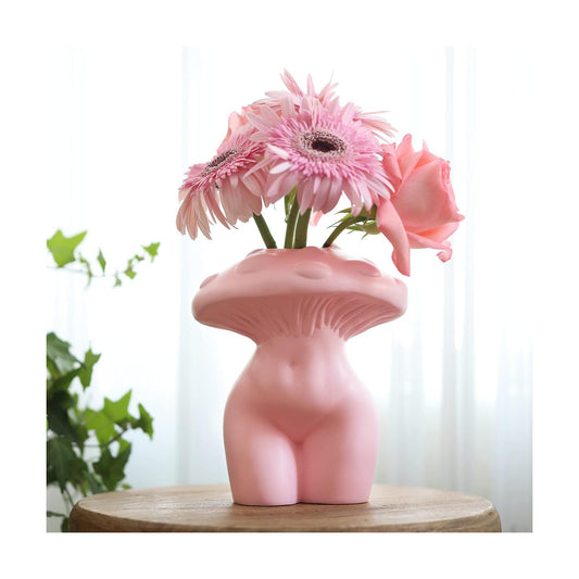 Mushroom Female Body Vase for Decor / Pink / Medium