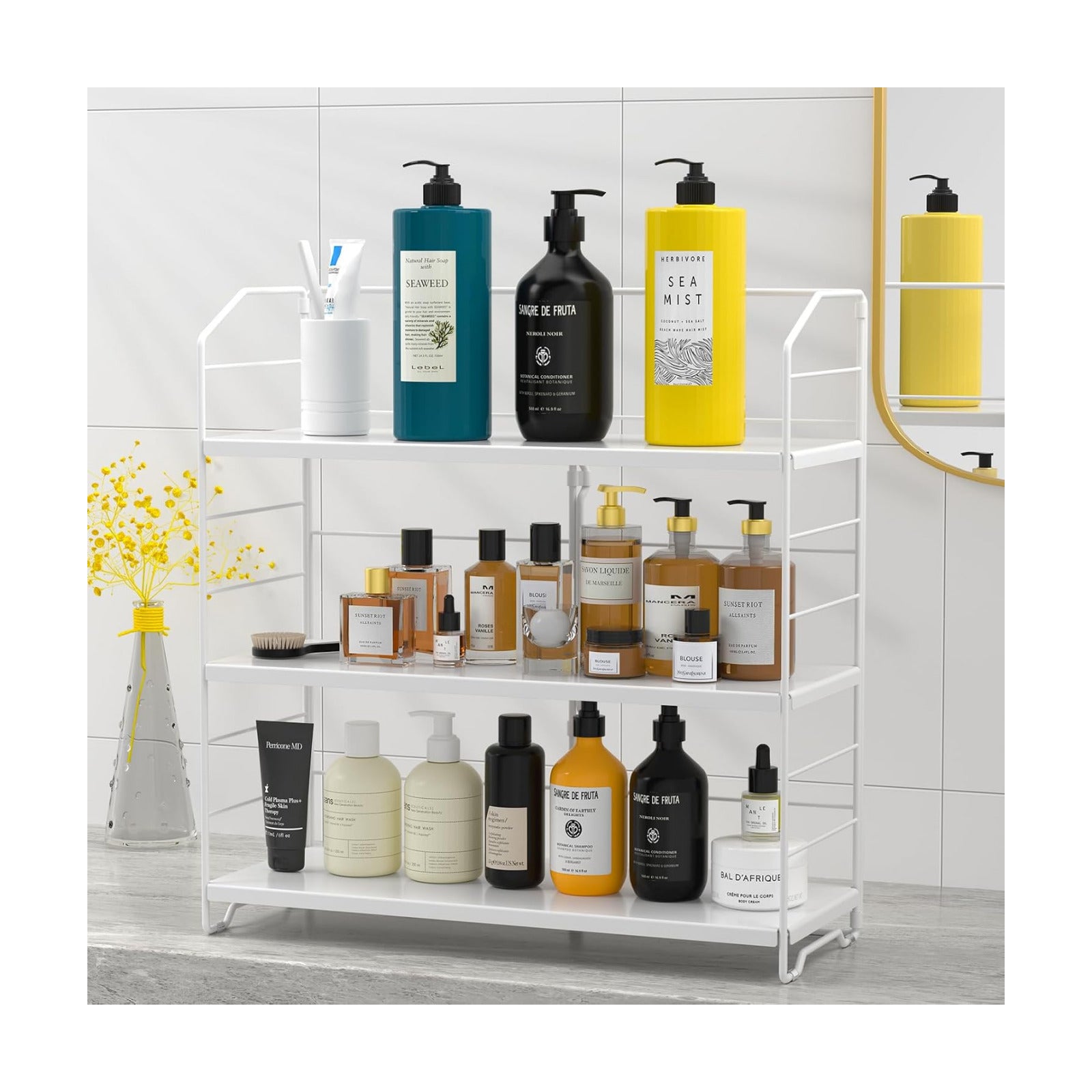 BOIVSHI Bathroom Countertop Organizer, 3-Tier Bathroom Counter Organizer, 8-Levels Height Adjustable, Bathroom